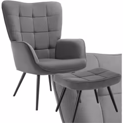 Donnez à votre salon une atmosphère chaleureuse avec le fauteuil Hygge et son repose-pieds de tectake – la combinaison parfai ...
