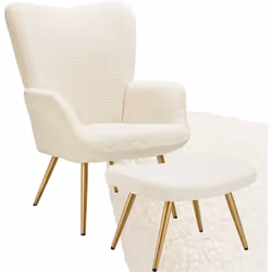 Apportez une touche de confort scandinave à votre salon avec le fauteuil Hygge avec repose-pieds de tectake ! Ce siège au loo ...