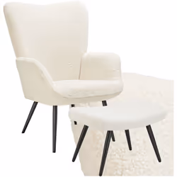 Apportez une touche de confort scandinave à votre salon avec le fauteuil Hygge avec repose-pieds de tectake ! Ce meuble au lo ...