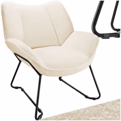 Fauteuil rembourré avec revêtement bouclé crème-blanc