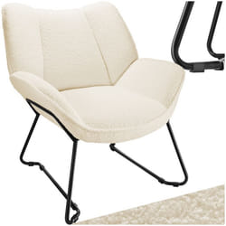Fauteuil rembourré avec revêtement bouclé  crème-blanc