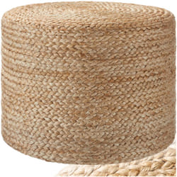 Tectake - Pouf banno cylinder rond en jute style bohème fait main -