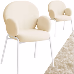 Chaise rembourrée avec revêtement en tissu bouclette Lot de 2 crème