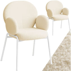 Chaise rembourrée avec revêtement en tissu bouclette Lot de 2 crème