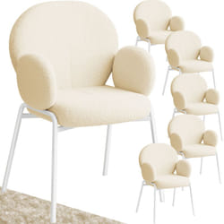 Lot de 6 chaises rembourrées revêtement tissu bouclette crème