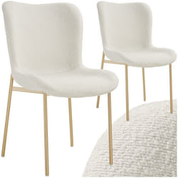 Chaise rembourrée forme ergonomique avec dossier haut Lot de 2 Bouclette blanc/doré