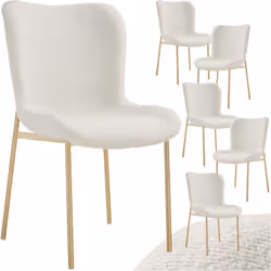 Le lot de 6 chaises rembourrées Tessa de tectake séduit par son tissu bouclette élégant combiné à un design moderne et un con ...