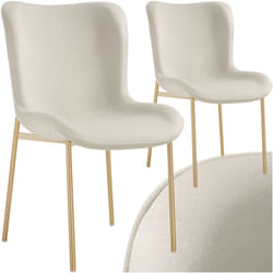 2 chaises rembourrées en velours forme ergonomique blanc/doré
