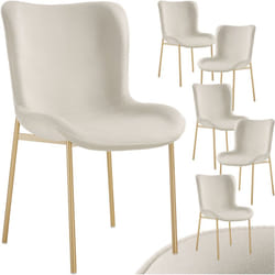 6 chaises rembourrées en velours forme ergonomique blanc/doré