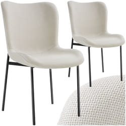 Chaise rembourrée forme ergonomique avec dossier haut Lot de 2 Tissu blanc cassé/noir