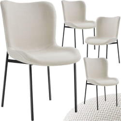 4 chaises rembourrées revêtement en tissu forme ergonomique noir/blanc