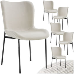 Chaise rembourrée forme ergonomique avec dossier haut Lot de 6 Tissu blanc cassé/noir