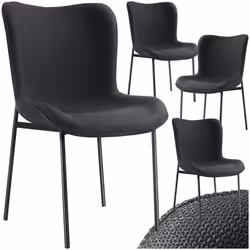 Chaise rembourrée forme ergonomique avec dossier haut Lot de 4 Tissu noir/noir