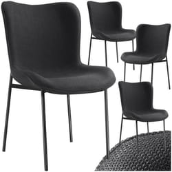 Chaise rembourrée forme ergonomique avec dossier haut Lot de 4 Tissu noir/noir