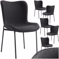 Chaise rembourrée forme ergonomique avec dossier haut Lot de 6 Tissu noir/noir