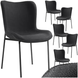 Chaise rembourrée forme ergonomique avec dossier haut Lot de 6 Tissu noir/noir