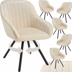 Chaise pivotante avec accoudoirs rembourrée aspect velours Lot de 6 crème