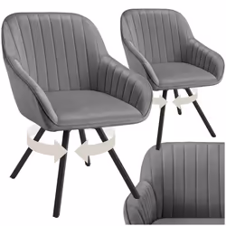 Chaise pivotante avec accoudoirs rembourrée aspect velours Lot de 2 gris