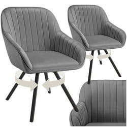 Chaise pivotante avec accoudoirs rembourrée aspect velours Lot de 2 gris