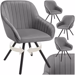 Chaise pivotante avec accoudoirs rembourrée aspect velours Lot de 4 gris