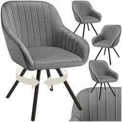 Chaise pivotante avec accoudoirs rembourrée aspect velours Lot de 4 gris