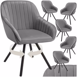 Chaise pivotante avec accoudoirs rembourrée aspect velours Lot de 6 gris