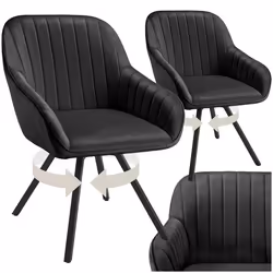 Chaise pivotante avec accoudoirs rembourrée aspect velours Lot de 2 noir