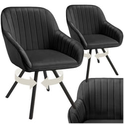 Chaise pivotante avec accoudoirs rembourrée aspect velours Lot de 2 noir