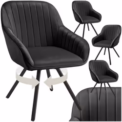 Chaise pivotante avec accoudoirs rembourrée aspect velours Lot de 4 noir