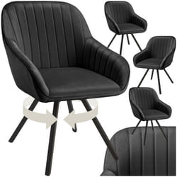 Chaise pivotante avec accoudoirs rembourrée aspect velours Lot de 4 noir