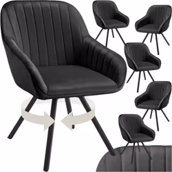 Le lot de 6 chaises pivotantes avec accoudoirs Snug de tectake séduit par son design élégant et unique associé à un confort o ...