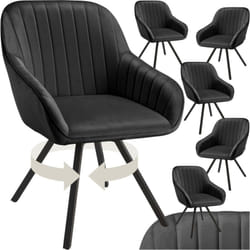 Lot 6 chaises pivotantes à 360° avec accoudoirs velours noires