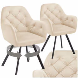 Fauteuil pivotant en velours avec accoudoirs rembourré avec motif matelassé Lot de 2 crème