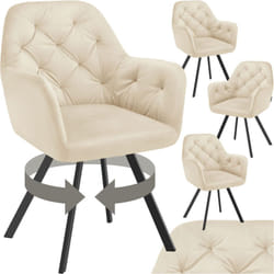 Lot 4 fauteuils pivotants 180° velours rembourrés matelassés crème