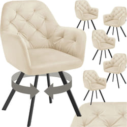 Lot 6 fauteuils pivotants 180° velours rembourrés matelassés crème