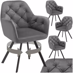 Fauteuil pivotant en velours avec accoudoirs rembourré avec motif matelassé Lot de 4 gris anthracite