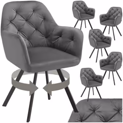 Fauteuil pivotant en velours avec accoudoirs rembourré avec motif matelassé Lot de 6 gris anthracite
