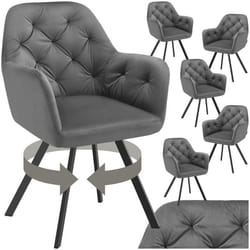 Fauteuil pivotant en velours avec accoudoirs rembourré avec motif matelassé Lot de 6 gris anthracite
