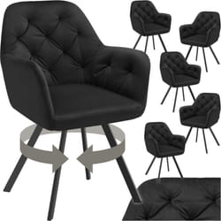 Lot 6 fauteuils pivotants 180° velours rembourrés motif matelassé noir