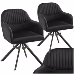 Chaise pivotante en velours rembourrée Lot de 2 noir/noir
