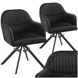 Chaise pivotante en velours rembourrée Lot de 2 noir/noir