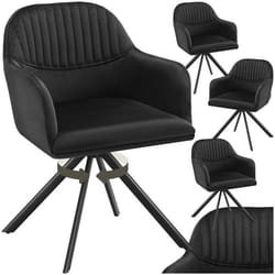 Chaise pivotante en velours rembourrée Lot de 4 noir/noir