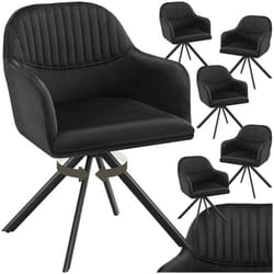 Chaise pivotante en velours rembourrée Lot de 6 noir/noir