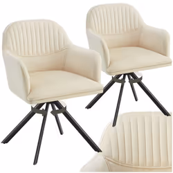 Chaise pivotante en velours rembourrée Lot de 2 crème/noir