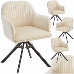 Chaise pivotante en velours rembourrée Lot de 4 crème/noir