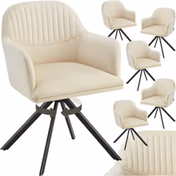 Chaise pivotante en velours rembourrée Lot de 6 crème/noir
