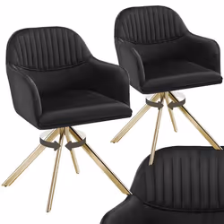 Chaise pivotante en velours rembourrée Lot de 2 noir/or