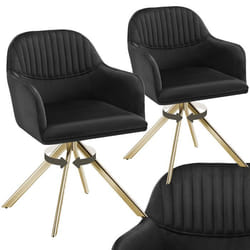 Chaise pivotante en velours rembourrée Lot de 2 noir/or