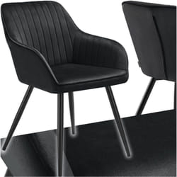 Tectake - Chaise de salle à manger en velours matelassée capitonnée noir