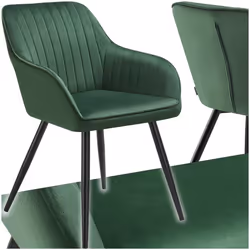 Chaise de salle à manger en velours matelassée et capitonnée  vert foncé/noir - TU